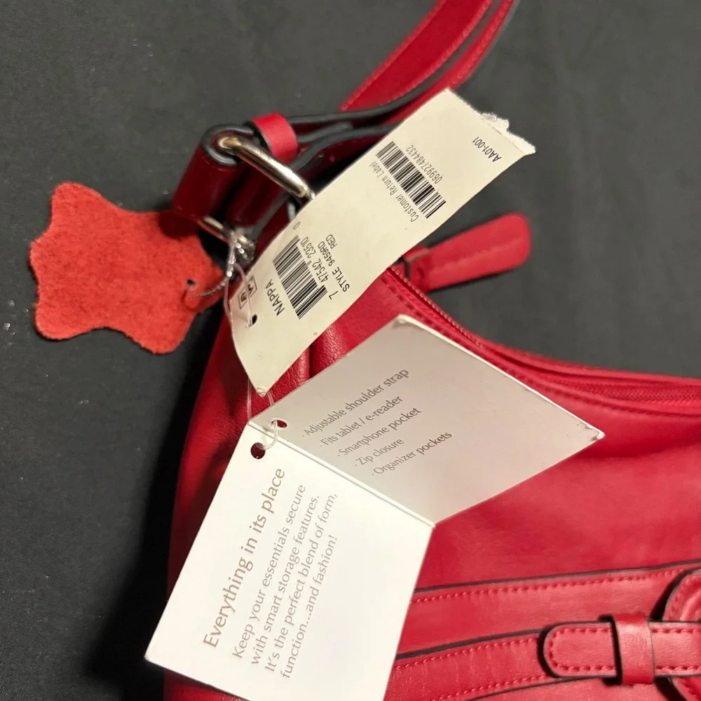 Giani Bernini Red Nappa Leather Hobo Shoulder Bag NWT Adjustable Strap